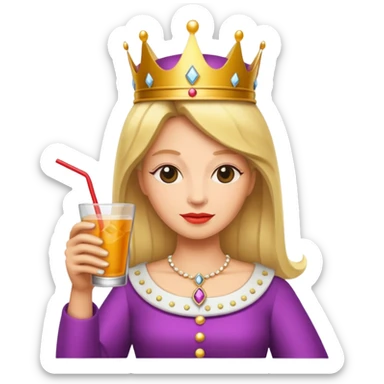 queen with drink sticker