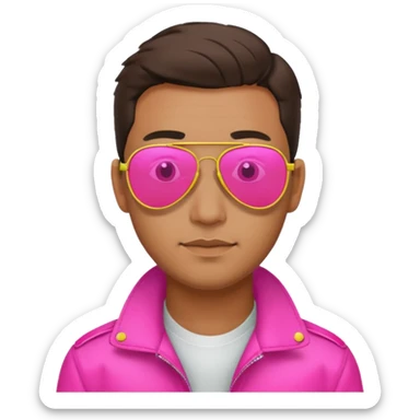 man wearing reflective neon pink aviator sunglasses sticker