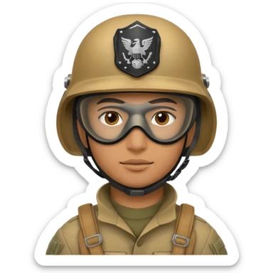 soldier with helmet and wearing mask sticker