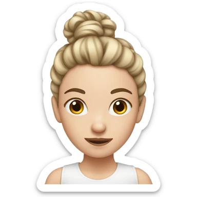 A white girl with messy bun hair sticker