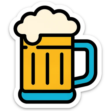 beer mug icon with color outline sticker