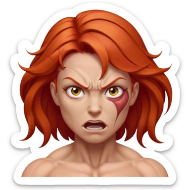 burning angry bodybuilder red haired woman sticker