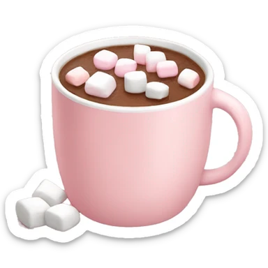 Light pink mug with hot chocolate and marshmallows on top  sticker