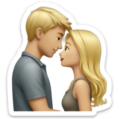 a blonde girl kissing blond europeen boy sticker