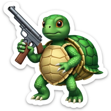 Turtle with gun sticker