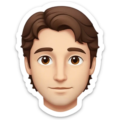 lord with short wavy brown hair, deep brown eyes, strong jawline soft smile sticker