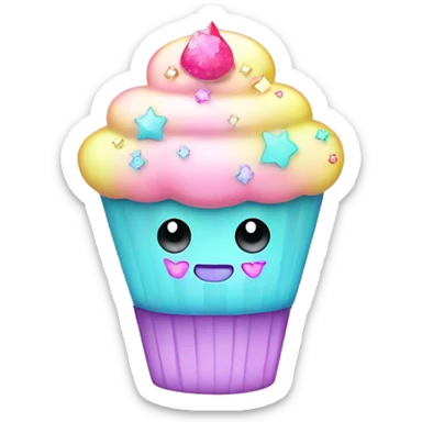 neon pastel kawaii bedazzled cupcake  sticker