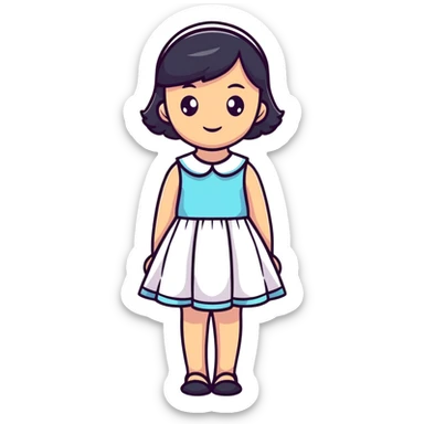 teen girl in a blue dress sticker