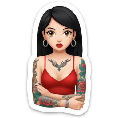 black-haired sexy girl with tattoos  sticker