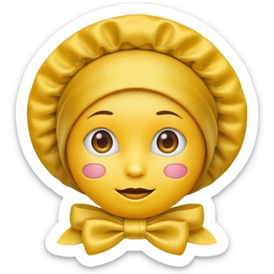 Yellow emoji face with a satin bonnet sticker