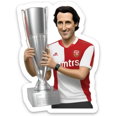 unai emery holding europa league trophy sticker