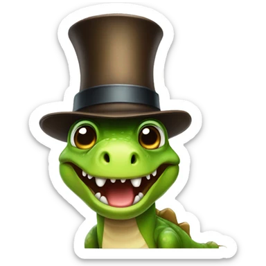 Cute charming dinosaur with tophat and monocle sticker