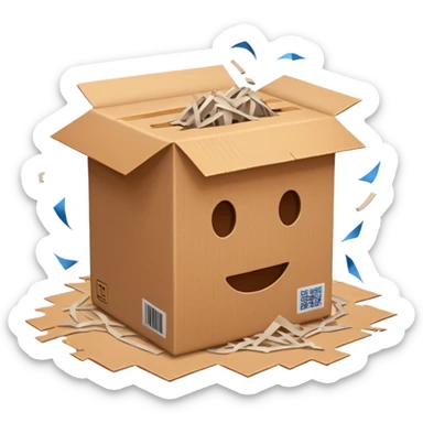 Generate a realistic emoji of a package being desgtroyed  sticker