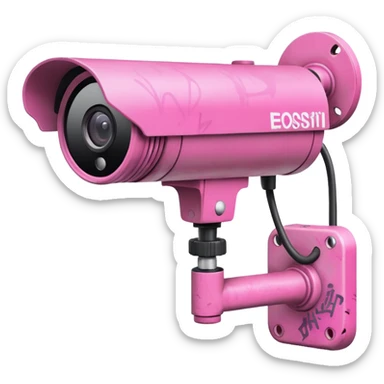 Security Camera pink with graffity sticker