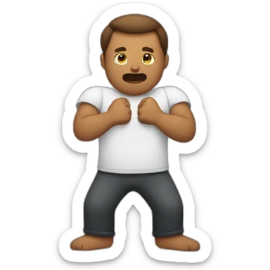 Man with his arms like an x in front of his chest and his fists closed sticker