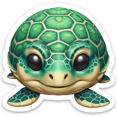 Meme-Worthy Cute Sleeping Sea Turtle Portrait Emoji, Head resting peacefully with a contented smile, showcasing a stately, patterned shell and a smooth, ancient body with eyes gently closed in serene slumber, Simplified yet adorably endearing features, highly detailed, glowing with a soft, drowsy oceanic light, high shine, relaxed and utterly lovable, stylized with an air of playful laziness, soft glowing outline, capturing the essence of a sleeping sea turtle that feels destined to become the next viral icon of adorable rest! sticker