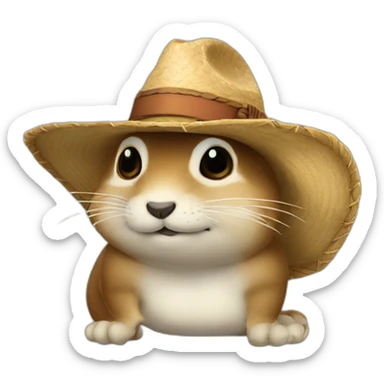 una ardilla con sombrero alegre fumando sticker
