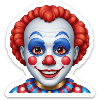 glitter red and blue clown happy sticker