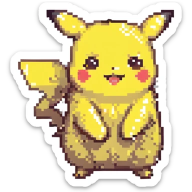 cute pikachu with chubby cheeks playful sticker