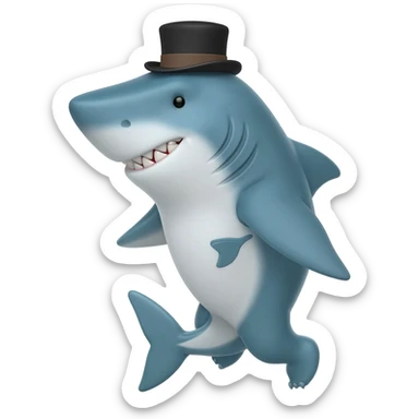 Shark with a top hat sticker