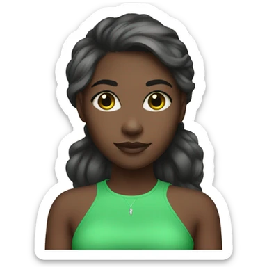 Sorority dark skin girl pink and green  sticker