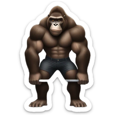 Gorilla lifting weights with Dwayne the rock Johnson sticker
