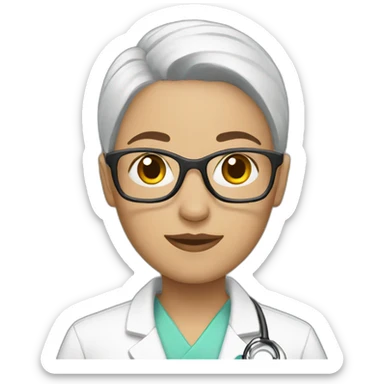 bald brunette doctor sticker