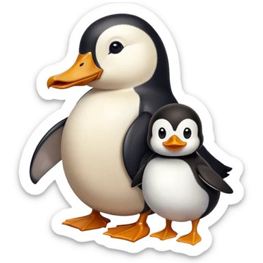 Duck with human hair and a penguin with human hair sticker