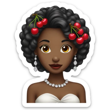black hair girl with cherry jewelery sticker