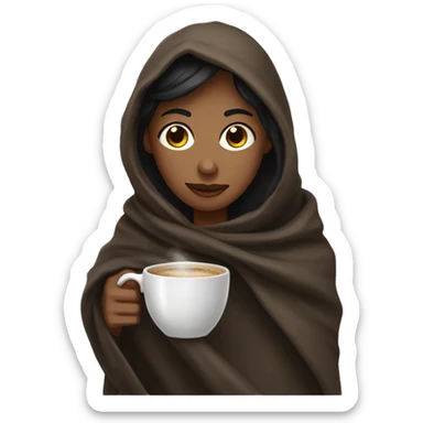 Dark Brunet Drinking coffee wrapped in a blanket sticker
