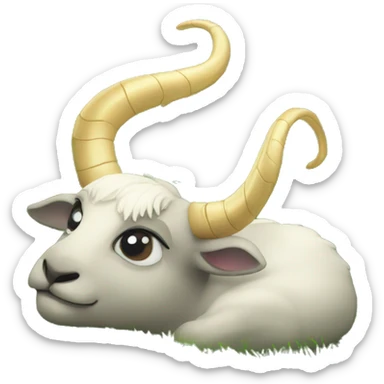 Capricorn is lying in a meadow sticker