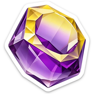 chatoyant gemstone crystal layered colors purple and yellow 3d png background sticker