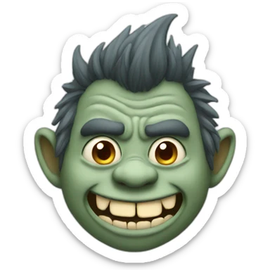 Troll with a crazy face sticker