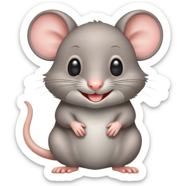 Crea un emoji de un ratón muy adorable riéndose  sticker