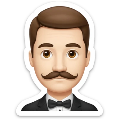 A person with a very square mustache and a side part  sticker