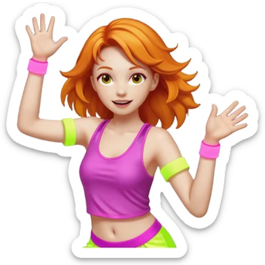 Ginger girl dancing at a rave sticker