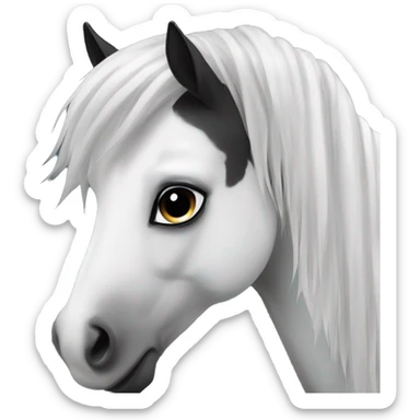 Black and white Horse with long forelock  sticker