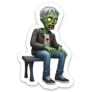 Zombie sitting on a park bench sticker