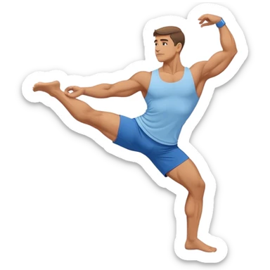 buff man with blue short Crescent Lunge yoga sticker