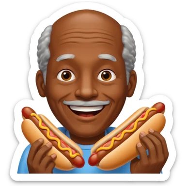 hotdog eating black old man sticker