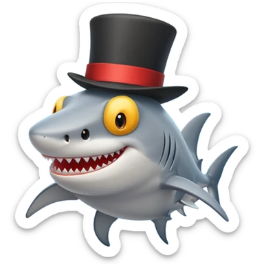 Shark with a top hat sticker