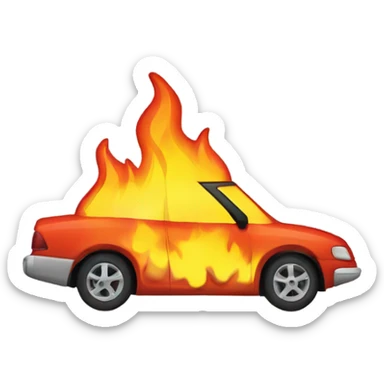 a car on fire sticker