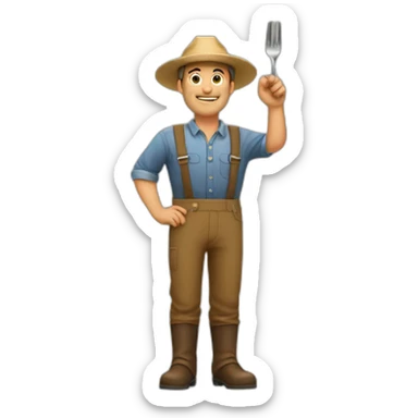 farmer man saluting with fork sticker