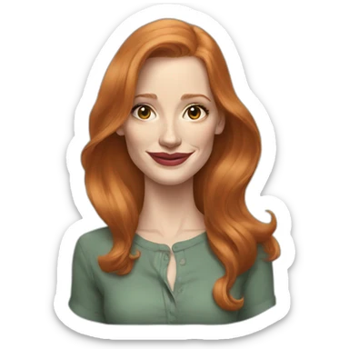 jessica-chastain cartoon wearing shirt sticker