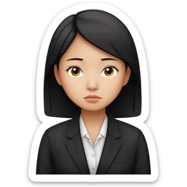 sad asian women office worker sticker
