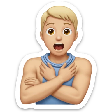 guy or girl with crossed arms around neck screaming  sticker