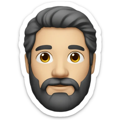 German man at 35 years with middle long black hair and beard sticker