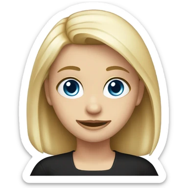 full body blonde girl with blue eyes sitting in black dress on the floor sticker