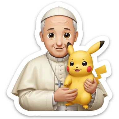pope francis holding a pikachu sticker