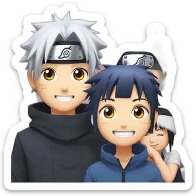 Hinata famille avec boruto,himiwari et naruto sticker